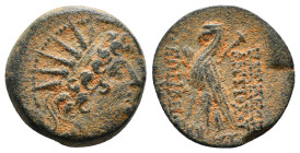 SELEUKID KINGDOM. Antiochos VIII Epiphanes (Grypos) (121/0-97/6 BC). Ae. Antioch on the Orontes.
Obv: Radiate head right.
Rev: BAΣIΛEΩΣ ANTIOXOY / EΠI...