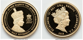 British Dependency. Elizabeth II gold Proof "Coronation - 65th Anniversary" Half Sovereign 2018 UNC, KM-Unl. Mintage: 1,099. AGW: 0.1179 oz. HID098012...