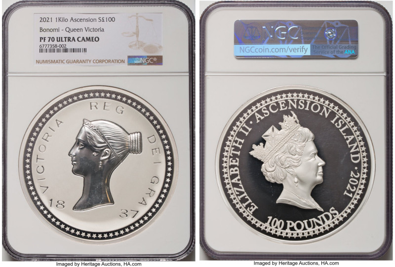 British Administration. Elizabeth II silver Proof "Bonomi Pattern - Queen Victor...