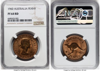 Elizabeth II Proof Penny 1960-P PR64 Red NGC, Perth mint, KM56. One dot after "PENNY' attributed to the Perth Mint. Mintage: 1,030. HID09801242017 © 2...