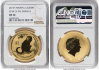 Elizabeth II gold "Year of the Monkey" 100 Dollars (1 oz) 2016-P MS70 NGC, Perth mint, KM3318. Lunar series. HID09801242017 © 2024 Heritage Auctions |...