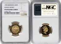 Elizabeth II gold Proof "Wild Pig - Hogge Money" 25 Dollars 1990 PR69 Ultra Cameo NGC, KM75. Hogge Money series. Mintage: 500. HID09801242017 © 2024 H...