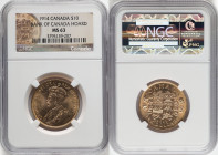 George V gold 10 Dollars 1914 MS63 NGC, Ottawa mint, KM27. Bank of Canada hoard. HID09801242017 © 2024 Heritage Auctions | All Rights Reserved