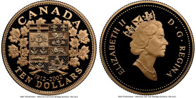 Elizabeth II gold Proof "90th Anniversary of Ten Dollars" 10 Dollars 2002 PR69 Ultra Cameo NGC, Royal Canadian mint, KM520. HID09801242017 © 2024 Heri...