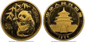 People's Republic gold "Panda - Small Date" 50 Yuan (1/2 oz) 1995 MS62 NGC, KM718. Small Date variety. HID09801242017 © 2024 Heritage Auctions | All R...