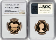 Elizabeth II gold Proof 2 Pounds 1974 PR69 Ultra Cameo NGC, Royal mint, KM8. Mintage: 2,158. HID09801242017 © 2024 Heritage Auctions | All Rights Rese...