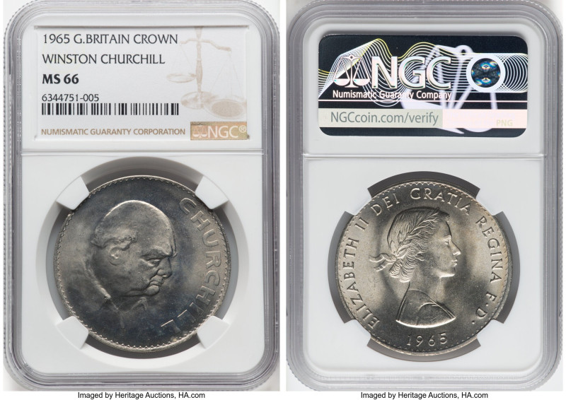 Elizabeth II "Winston Churchill" Crown 1965 MS66 NGC, Royal Mint, KM910, S-4144....