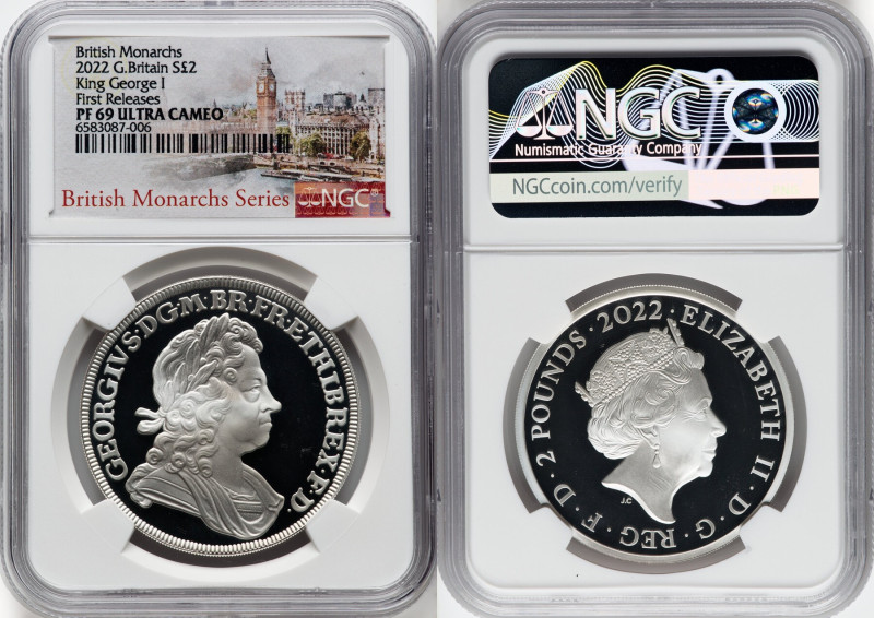 Elizabeth II silver Proof "King George I" 2 Pounds (1 oz) 2022 PR69 Ultra Cameo ...