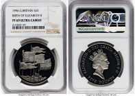 Elizabeth II silver Proof "Birth of Elizabeth II" 5 Pounds 1996 PR69 Ultra Cameo NGC, Royal mint, KM947a, S-L3. Commemorating the 70th anniversary of ...