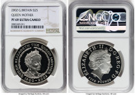 Elizabeth II silver Proof "Queen Mother "5 Pounds 2002 PR69 Ultra Cameo NGC, Royal mint, KM-1035a, S-LII. In memory of Queen Elizabeth, the Queen Moth...