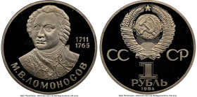 USSR Proof Restrike "Michael Lomonosov" Rouble 1984-Dated (1988) PR68 Ultra Cameo NGC, Leningrad mint, KM-Y202.2. Commemorating the 275th anniversary ...