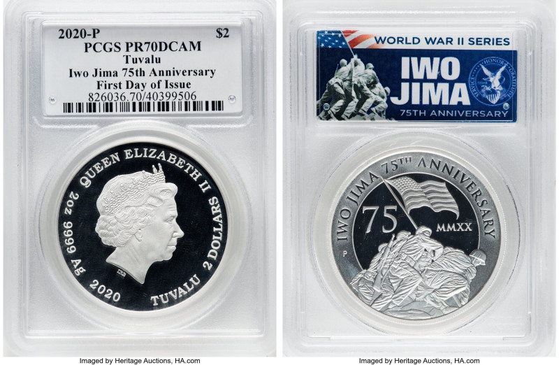 Elizabeth II silver Proof "Iwo Jima - 75th Anniversary" 2 Dollars (2 oz) 2020-P ...