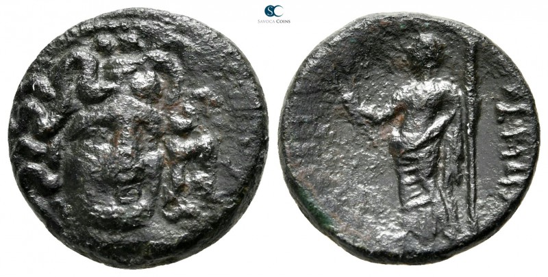 Thessaly. Proerna 375-350 BC. 
Dichalkon Æ

17mm., 3,46g.

Head of nymph fa...