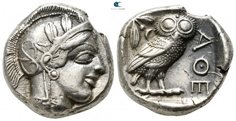 Attica. Athens 454-404 BC. 
Tetradrachm AR

24mm., 17,18g.

Head of Athena ...