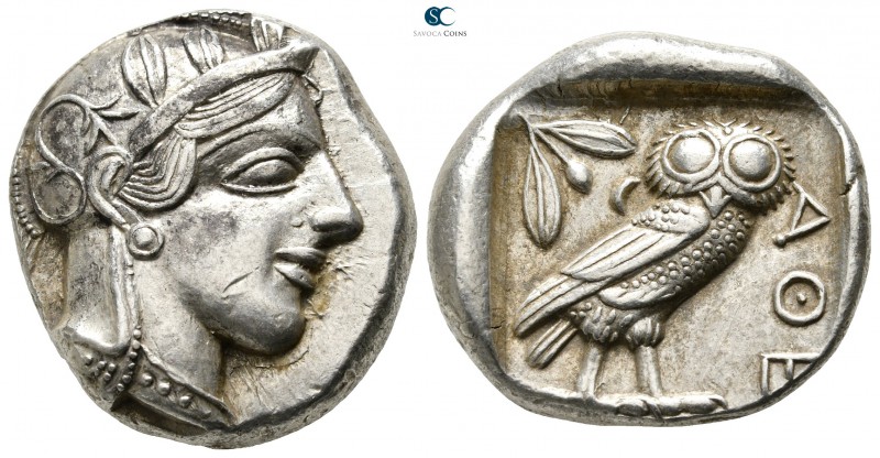 Attica. Athens 454-404 BC. 
Tetradrachm AR

25mm., 17,22g.

Head of Athena ...