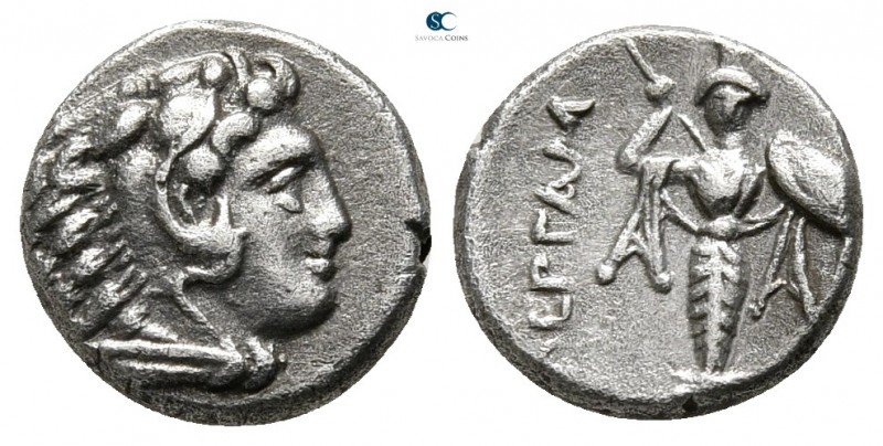 Mysia. Pergamon 310-282 BC. 
Diobol AR

10mm., 1,18g.

Head of Herakles rig...