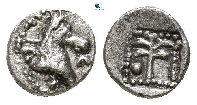 Troas. Skepsis 460-400 BC. 
Hemiobol AR

7mm., 0,29g.

ΣKH, horse's head ri...