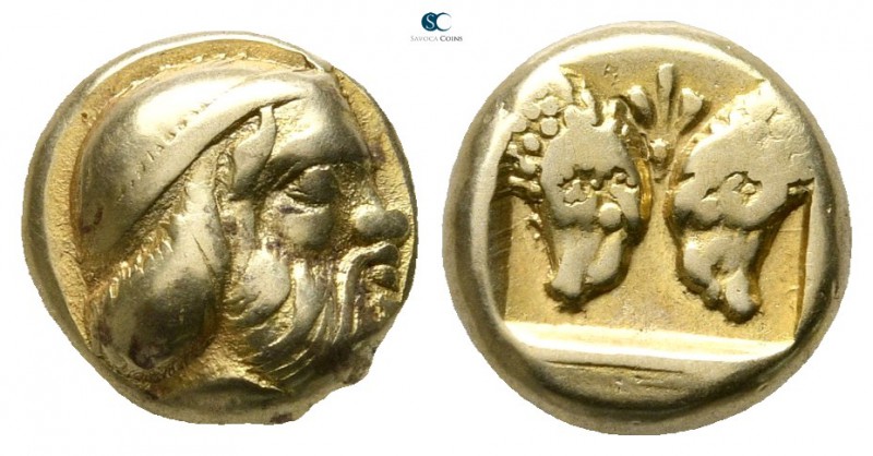 Lesbos. Mytilene 454-427 BC. 
Hekte EL

10mm., 2,53g.

Diademed head of Sil...