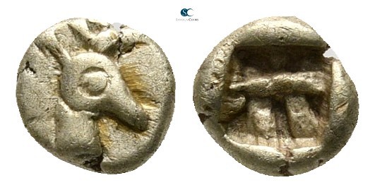 Ionia. Ephesos . Phanes circa 625-600 BC. 
1/48 Stater EL

5mm., 0,29g.

He...