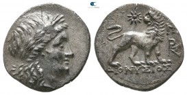 Ionia. Miletos . ΔΙΟΝΥΣ- (Dionys-), magistrate 350-325 BC. Hemidrachm AR