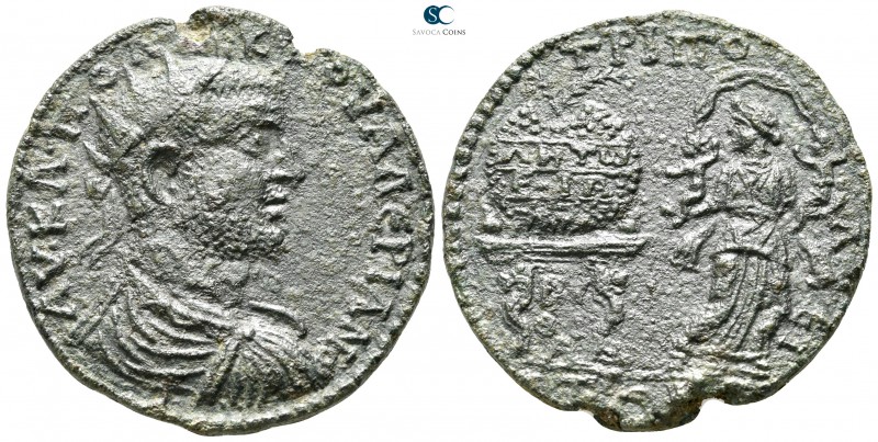 Lydia. Tripolis. Valerian I AD 253-260. 
Bronze Æ

37mm., 27,02g.

AV • KA ...