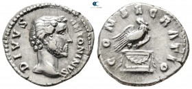 Divus Antoninus Pius AD 161. Struck under Marc Aurel. Rome. Denarius AR