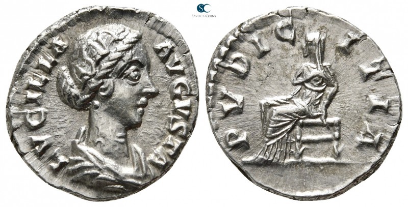 Lucilla AD 164-169. Rome
Denarius AR

18mm., 3,34g.

LVCILLA AVGVSTA, drape...