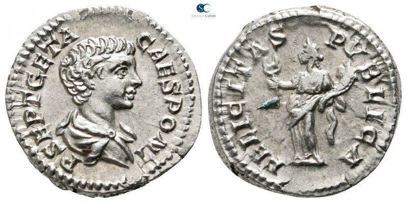 Geta as Caesar AD 197-209. Rome
Denarius AR

19mm., 3,25g.

P SEPT GETA CAE...