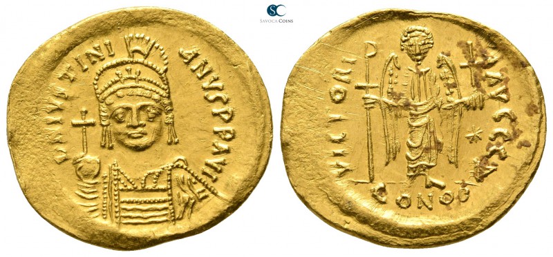 Justinian I AD 527-565. Struck AD 545-565. Constantinople. 4th officina
Solidus...