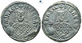 Michael III The Drunkard, with Basil I AD 842-867. Constantinople. Follis Æ