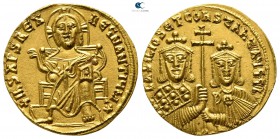 Basil I the Macedonian, with Constantine AD 867-886. Struck circa AD 871-886. Constantinople. Solidus AV