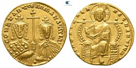 Constantine VII Porphyrogenitus with Romanus II AD 913-959. Constantinople. Solidus AV