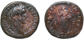 Rome Roman Empire 140 - 144 AE Sestertius - Antoninus Pius (SECVRITAS PVBLICA S C; Securitas) Bronze Rome (ancient) Mint 27.5g VF RIC III 641 OCRE ric...