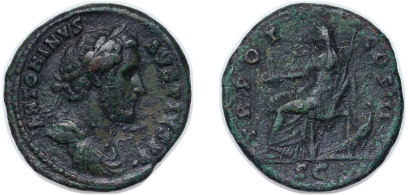 Rome Roman Empire 143 - 144 AE AS - Antoninus Pius (TR POT COS III SC, Juno) Bro...