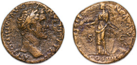 Rome Roman Empire 147 - 148 AE Sestertius - Antoninus Pius (ANNONA AVG COS IIII; Annona) Bronze Rome (ancient) Mint 25.1g VF RIC III 840 OCRE ric.3.an...