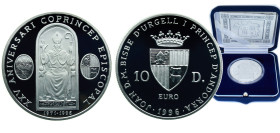 Andorra Principalty 1996 10 Diners - Joan Martí i Alanis (Silver Jubilee) Silver (.925) Hamburg Mint (30000) PF KM 125