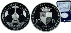 Andorra Principalty 1997 10 Diners - Joan Martí i Alanis (XVI FIFA World Cup) Silver (.925) Hamburg Mint (15000) PF KM 142