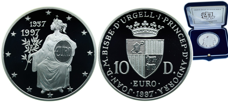 Andorra Principalty 1997 10 Diners - Joan Martí i Alanis (Treaty of Rome) Silver...