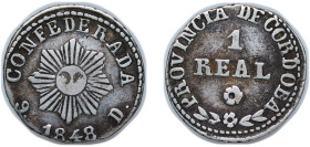 Argentina Córdoba Confederate Province 1848 1 Real Silver (.750) Córdoba Mint 3.1g VF KM 26 CJ 56
