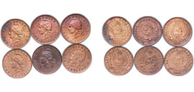 Argentina Federal Republic 1890-1893 2 Centavos (6 Lots) Bronze XF KM 33