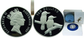 Australia Commonwealth 1989 10 Dollars - Elizabeth II (3rd Portrait - Kookaburra - Piedfort) Silver (.925) Canberra Mint (50000) 40g PF KM P1