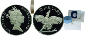 Australia Commonwealth 1990 10 Dollars - Elizabeth II (3rd Portrait - White Cockatoo - Piedfort) Silver (.925) Canberra Mint (49801) 40g PF KM P2