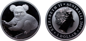 Australia Commonwealth 2009 P 1 Dollar - Elizabeth II (4th Portrait - Koala - Silver Bullion Coin) Silver (.999) Perth Mint (336757) 31.1035g PF KM 11...