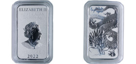 Australia Commonwealth 2022 P 1 Dollar - Elizabeth II (6th Portrait - Chinese Dragon Bullion Bar) Silver (.9999) Perth Mint (250000) 31.104g PF KM 435...