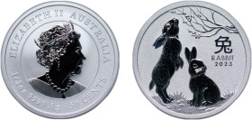 Australia Commonwealth 2023 P 50 Cents - Elizabeth II (6th Portrait - Year of the Rabbit - Silver Bullion Coin) Silver (.9999) Perth Mint 15.8g BU KM ...