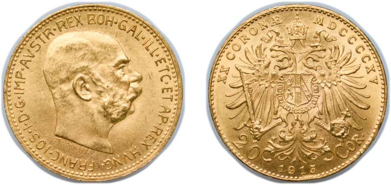 Austria Austro-Hungarian Empire 1915 20 Corona - Franz Joseph I Gold (.900) Vien...