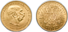 Austria Austro-Hungarian Empire 1915 20 Corona - Franz Joseph I Gold (.900) Vienna Mint 6.77g UNC KM 2818
