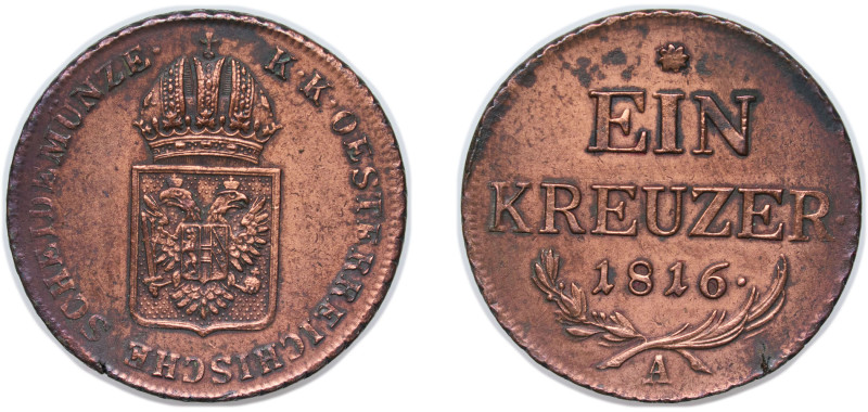 Austria Empire 1816 A 1 Kreuzer - Franz I Copper Vienna Mint 8.3g XF KM 2113