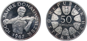 Austria Second Republic 1967 50 Schilling (Blue Danube Waltz) Silver (.900) Vienna Mint (26100) 20.1g BU KM 2902
