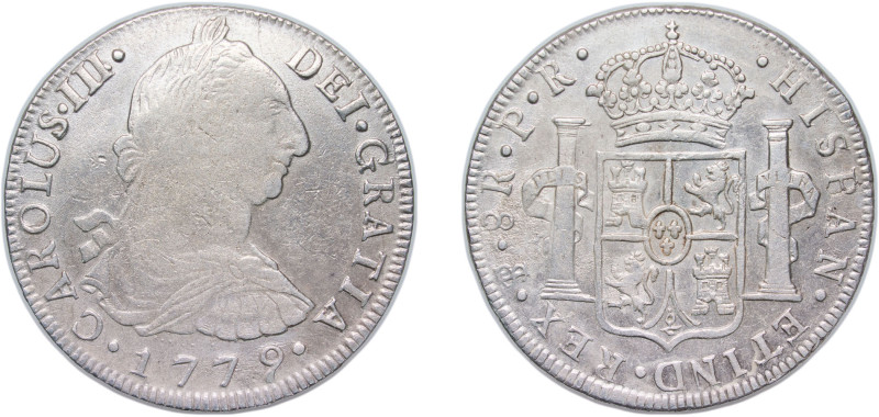 Bolivia Spanish colony 1779 PTS PR 8 Reales - Carlos III Silver (.903) Potosi Mi...
